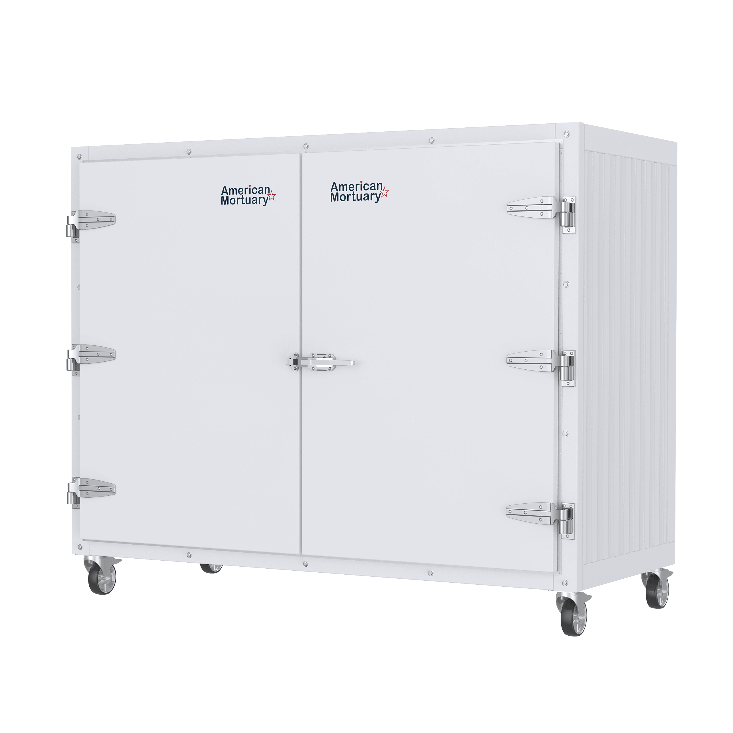 Energy-efficient stainless steel mortuary cooler with multiple body storage bays, designed for funeral homes and medical facilities to maximize cost savings and reliability. Energy-efficient stainless steel mortuary cooler with multiple body storage bays, designed for funeral homes and medical facilities to maximize cost savings and reliability.